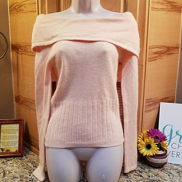 Rampage Sweaters - Rampage peach angora off shoulder sweater,  M